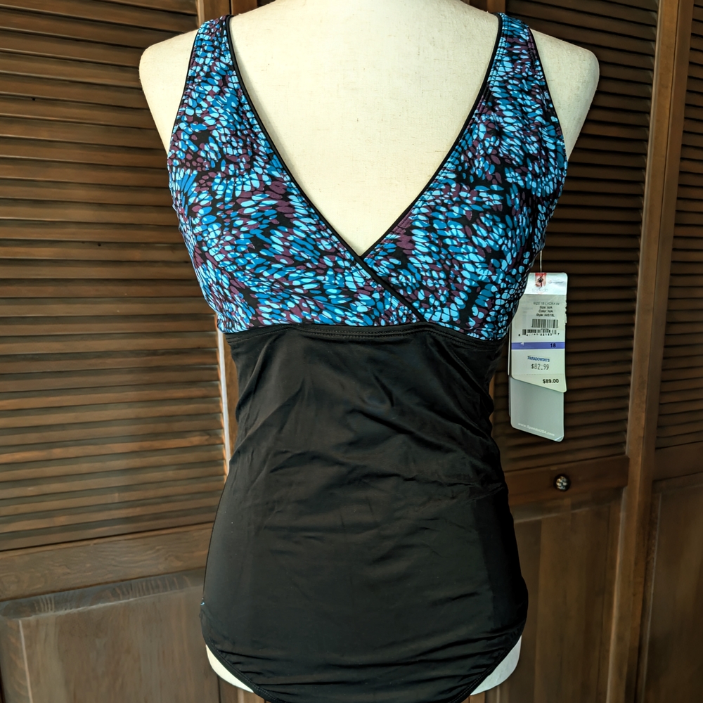 SPEEDO Hydro Bra Lycra Swim Suit w/360 Core Control - Sz 18 - NWT